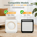 Ap-1512Hh Filter For Coway Airmega Ap-1512Hh & Airmega 200M Air Purifiers | 2 Efficient Filter And 6 Carbon Pre-Filters For Coway Filter Replacement Ap-1512Hh & 200M, Compared To Part # 3304899