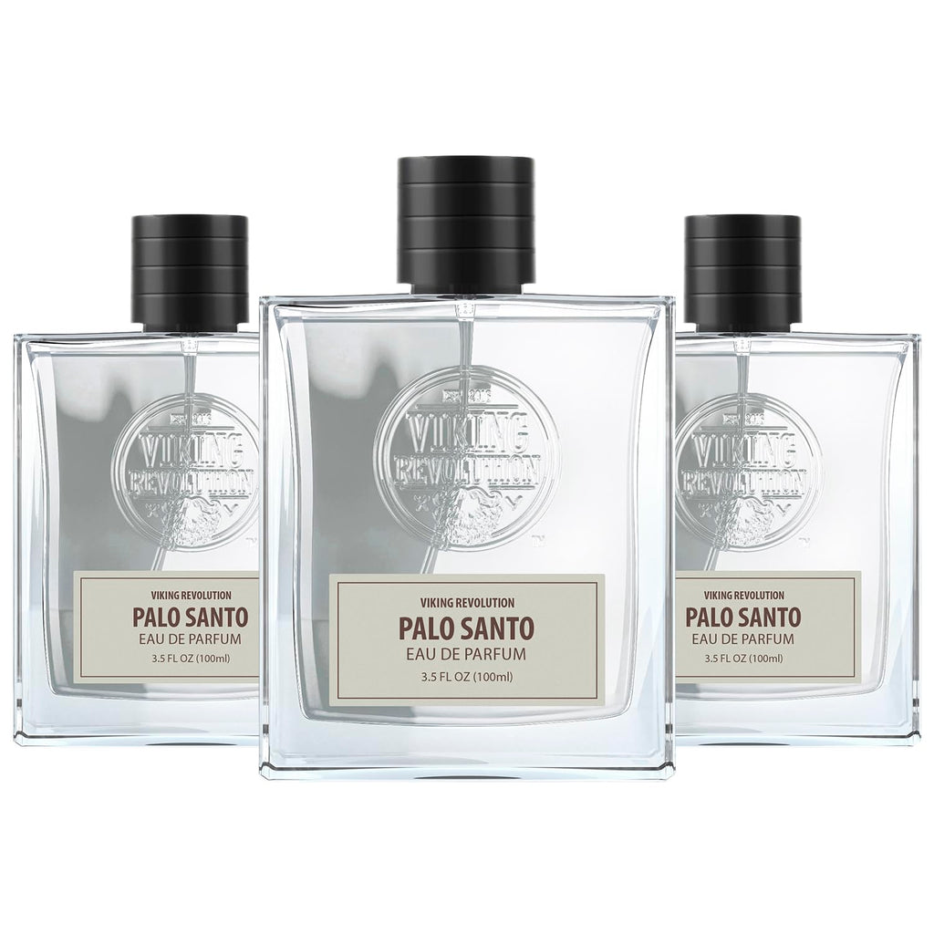 Viking Revolution Palo Santo Cologne For Men - Eau De Parfum - With Notes Of Palo Santo, Wild Pine, Bergamot, Incense, White Sage, Cedarwood, And Raw Resin - (3 Pack, 3.4 Fl Oz Each)