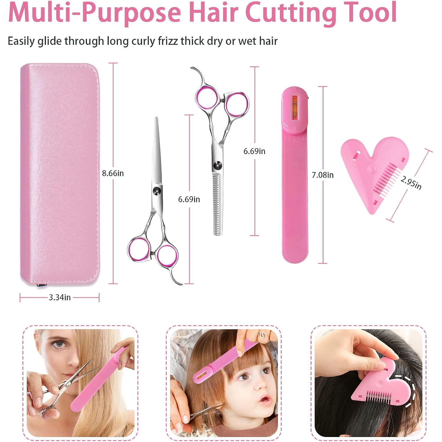Hair Cutting Kit For Diy Hair Cutting At Home, Hair Scissors, Split Ends Trimmer, Bangs Clips, Professional Hair Cutting Tools For Women, Kids