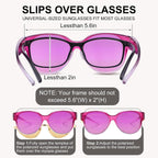 2 Pcs Polarized Fit Over Sunglasses for Women, Large Round UV400 Protection Sunglasses Trendy Fit Over Sunglasses Purple, Pink
