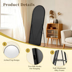 59"x16" Floor Mirror Full Length, Arched Full Length Mirror with Stand, Full Body Mirrors for Bedroom Living Room or Cloakroom Black