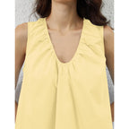 Women'S Sleeveless Babydoll Tank Mini Dress Scoop Neck Ruched Bubble Dress With Pockets Short Summer Party Dresses