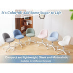 Vingli Modern Vanity Chair With Back, Velvet Desk Chair For Girls, Small Office Chair With Silent Wheels， Stylish And Comfortable, White