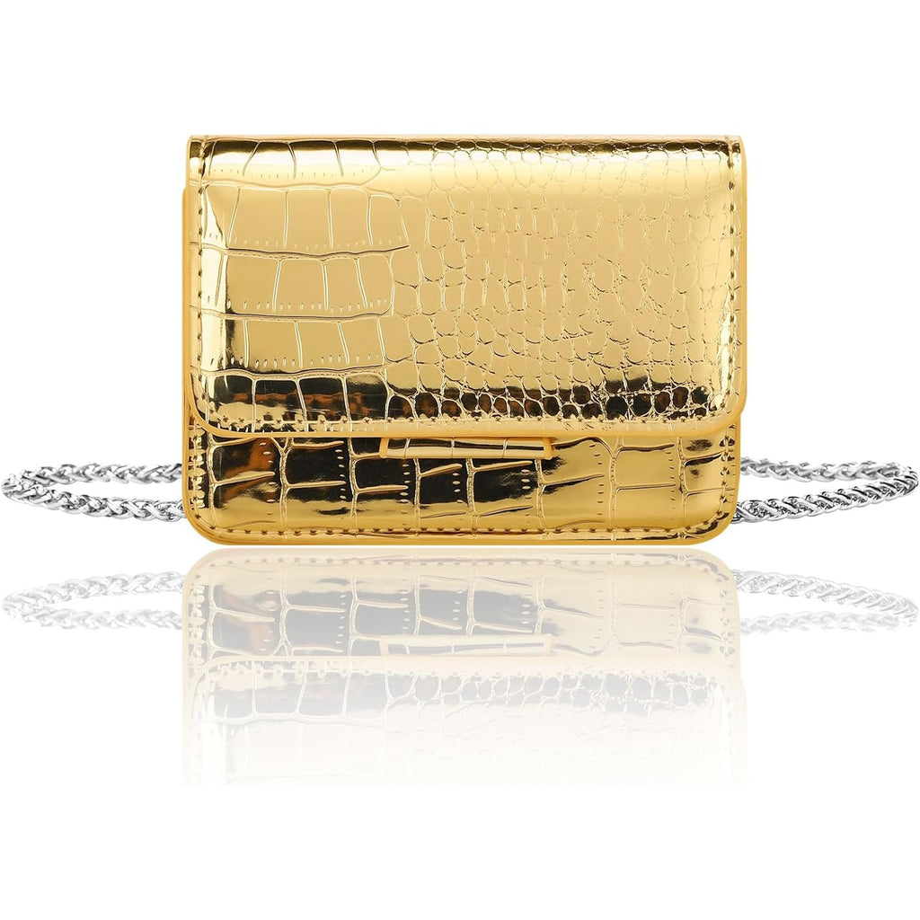 Sightor Silver Mini Crossbody Bag For Women, Pu Leather Small Evening Purse, Dressy Clutch Handbag For Nightclub Parties