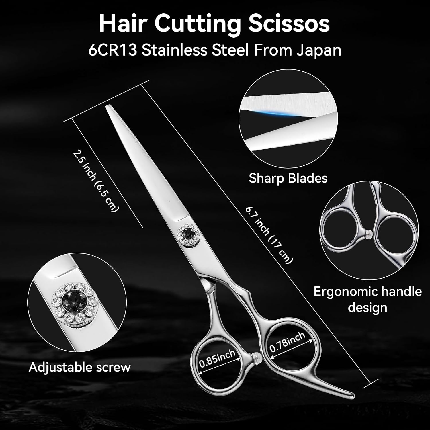 Japanese 6Cr13 Steel Hair Cutting Scissors Kit, 21-Pcs Barber Shears Set | Sharp No-Pull Blades Made Of Premium Japanese Steel. Complete 21-Pcs Haircut Set For Professional Barbers And Home Salon.