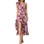 Grace Karin Womens Summer One Shoulder Sleeveless Dresses Floral Flowy Ruffle High Low Wedding Guest Maxi Sundresses
