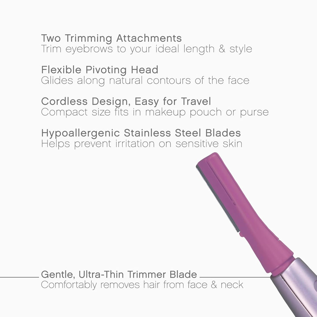 Panasonic Women’s Facial Hair Remover and Eyebrow Trimmer with Pivoting Head, Includes 2 Gentle Blades for Brow and Face and 2 Eyebrow Trim Attachments, Battery-Operated – ES2113PC