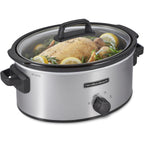 Hamilton Beach 6-Quart Slow Cooker with 3 Cooking Settings, Dishwasher-Safe Stoneware Crock & Glass Lid, Silver (33665G)