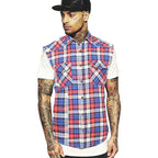 Men'S Casual Flannel Plaid Shirt Sleeveless Plus Size Vest