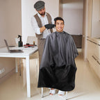 Professional Hair Cutting Cape With Adjustable Snap Closure, Salon Barber Cape,Waterproof Hairdressing Salon Cape - 57" X 51"(Black)