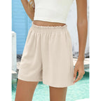 Women's 2026 Summer Casual Shorts with Pocket Elastic High Waisted Wide Leg Beach Shorts Cute Dressy Vacation Clothes