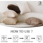 Foindtower Set Of 2 Curly Teddy Wool Pillow Covers Decorative Boucle Textured Lumbar Throw Pillow Faux Fur Pillowcases Sheepskin Cushion Case For Sofa Bedroom Car 12"X20" Khaki