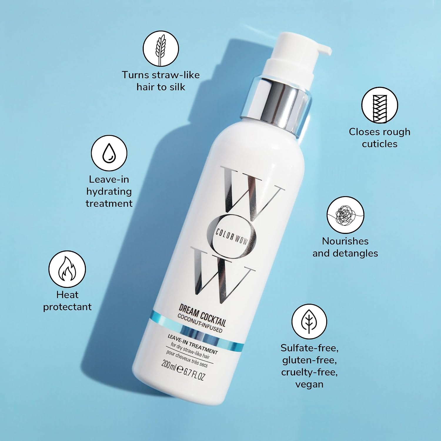 Color Wow Dream Cocktail Coconut Infused Leave-In Treatment – Silky, Supple, Frizz-Free Hair | Blow Dry Boost + Heat Protectant