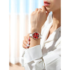 Olevs Automatic Watch For Women Luxury Diamond Rose Gold Ladies Self Winding Mechanical Ceramic Wrist Watch Love Heart Date