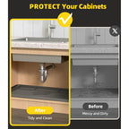 Under Sink Mats For Kitchen Waterproof, 34" X 22" Or Smaller Cut To Fit Under Sink Drip Tray For Kitchen Bathroom Cabinets, Silicone Liner Hold Up To 3.3 Gallons Liquid - Grey