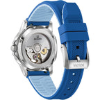 Bulova Ladies' Marine Star Automatic Stainless Steel Case And Blue Silicone Strap, Mother Of Pear Dial Style:96L324
