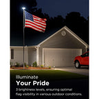 Solar Flag Pole Light For American Flag, 132 Led Solar Flagpole Light With 2600Mah Battery For 15-25 Ft Flagpoles, Dusk To Dawn Auto On/Off, 3 Brightness Modes, Ip65 Waterproof Outdoor Flag Light