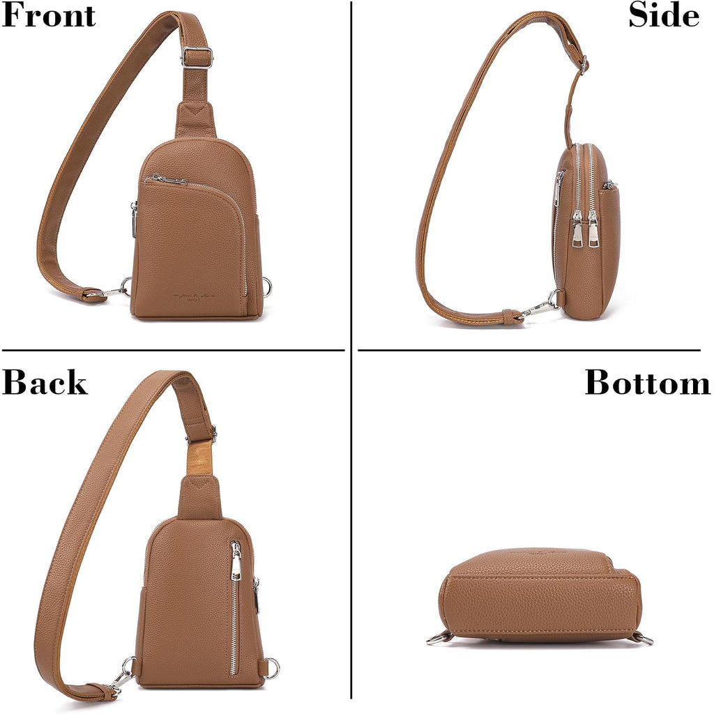 Travel Sling Bag, Anti Theft Crossbody Bag For Women | Rfid Blocking, 8 Card Slots, Back Zippered Pocket, Metal Zippers,Switchable Strap