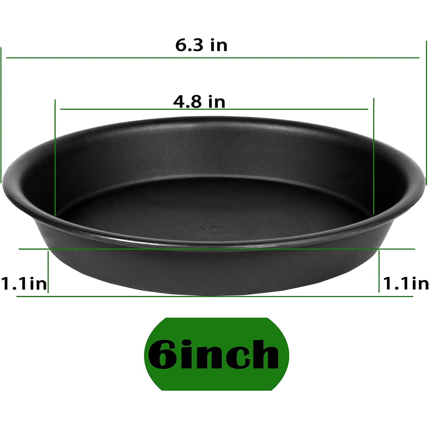 6 Pack 6 Inch Plant Saucer Tray, 4 6 8 10 12 15 17 19 Inch Plant Saucers, Heavy Duty Plastic Plant Saucers For Indoors, Bird Bath Bowls, Flower Plant Water Trays For Pots Planter (6", Black)