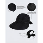 2-in-1 Women’s Sun Visor Sun Hat Zipper Off Ponytail Friendly, Lightweight Quick Dry, Summer UV Protection