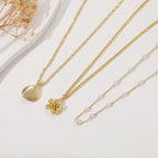 Charm Necklaces for Women,14k Gold Plated Waterproof Dainty Choker Necklace Summer Seashell Pearl Beach Cute Necklaces Set Fashion Jewelry Gift