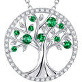 Mothers Day Jewelry Birthday Gifts for Wife Mom May June July Birthstones Necklace Tree of Life Jewelry Emerald Pearl Ruby and More Stones Jewelry for Women 925 Sterling Silver