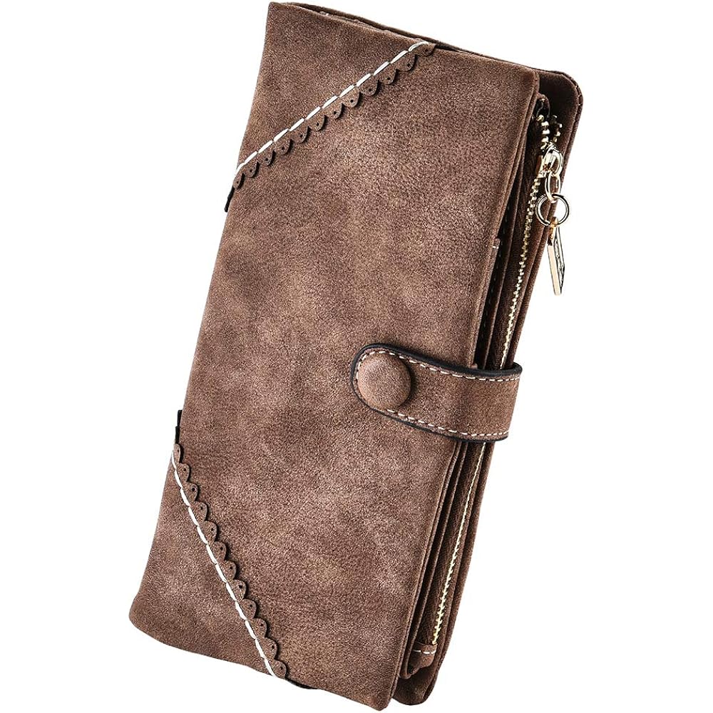 Women Vegan Leather Wallet Bifold Clutch Large Capacity Card Organizer Buckle Long Purse for Girls Candy Color