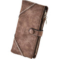 Women Vegan Leather Wallet Bifold Clutch Large Capacity Card Organizer Buckle Long Purse for Girls Candy Color