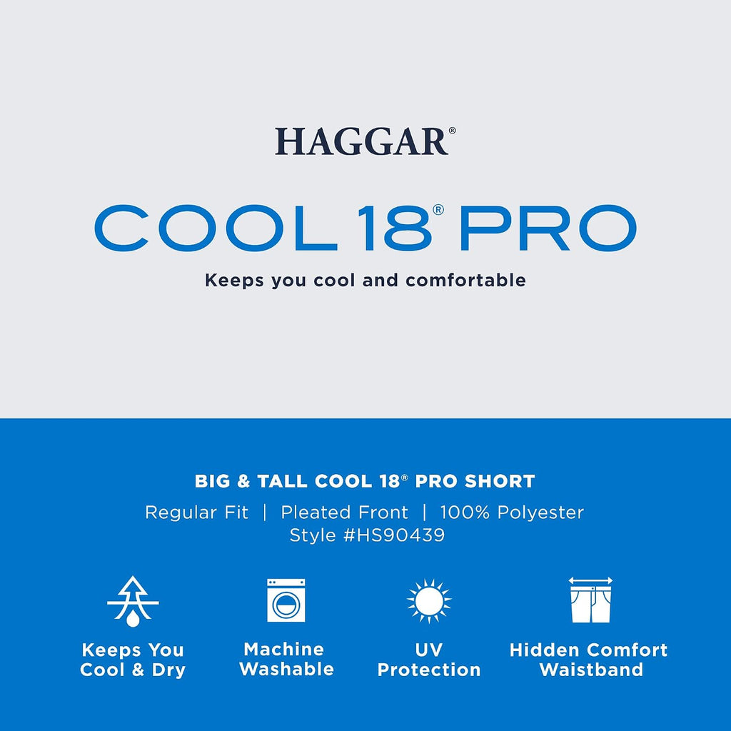 Haggar Men'S Cool 18 Classic Fit Expandable Waist Short Reg. And Big & Tall Sizes