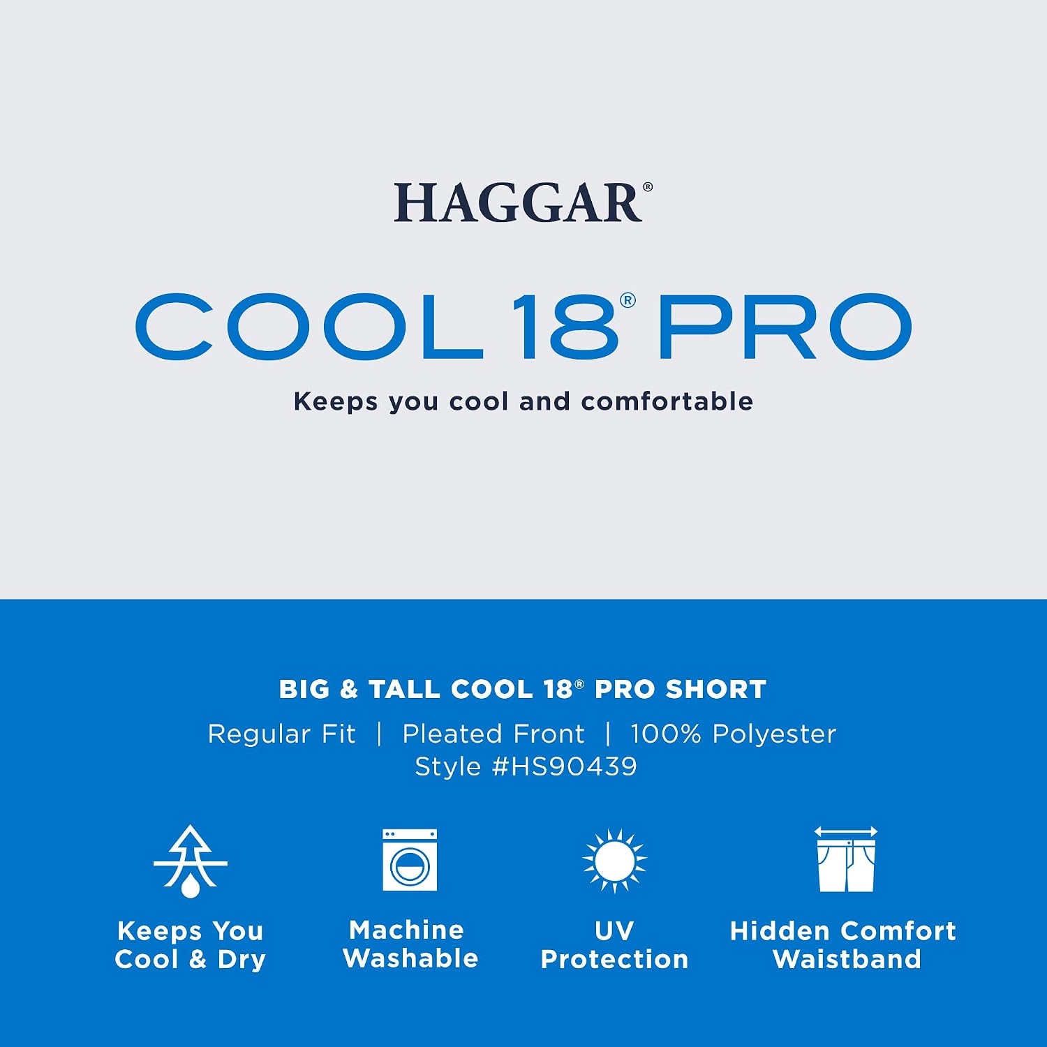 Haggar Men'S Cool 18 Classic Fit Expandable Waist Short Reg. And Big & Tall Sizes