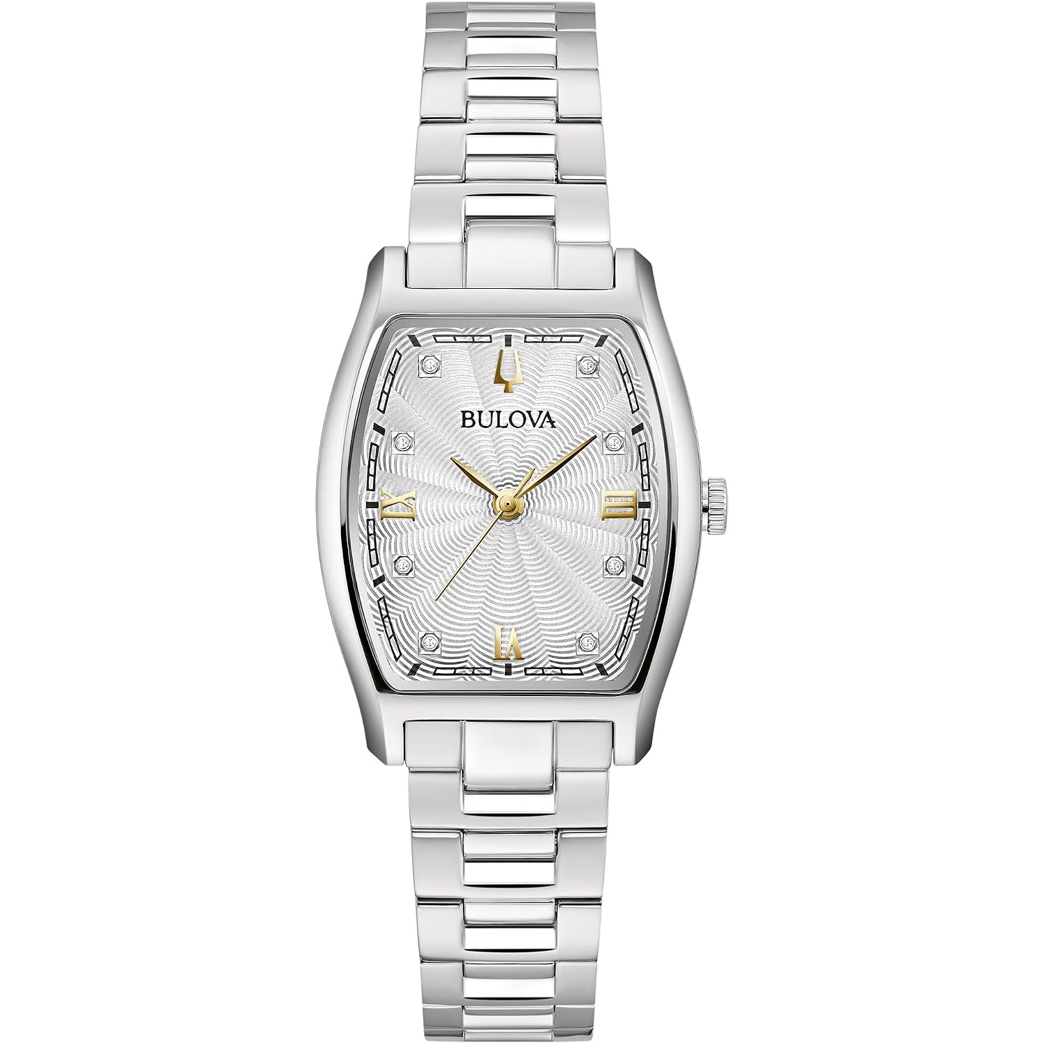 Bulova Ladies Dress Classic Diamond 3-Hand Quartz Watch, Stainless Steel Bracelet, 26X35Mm Case