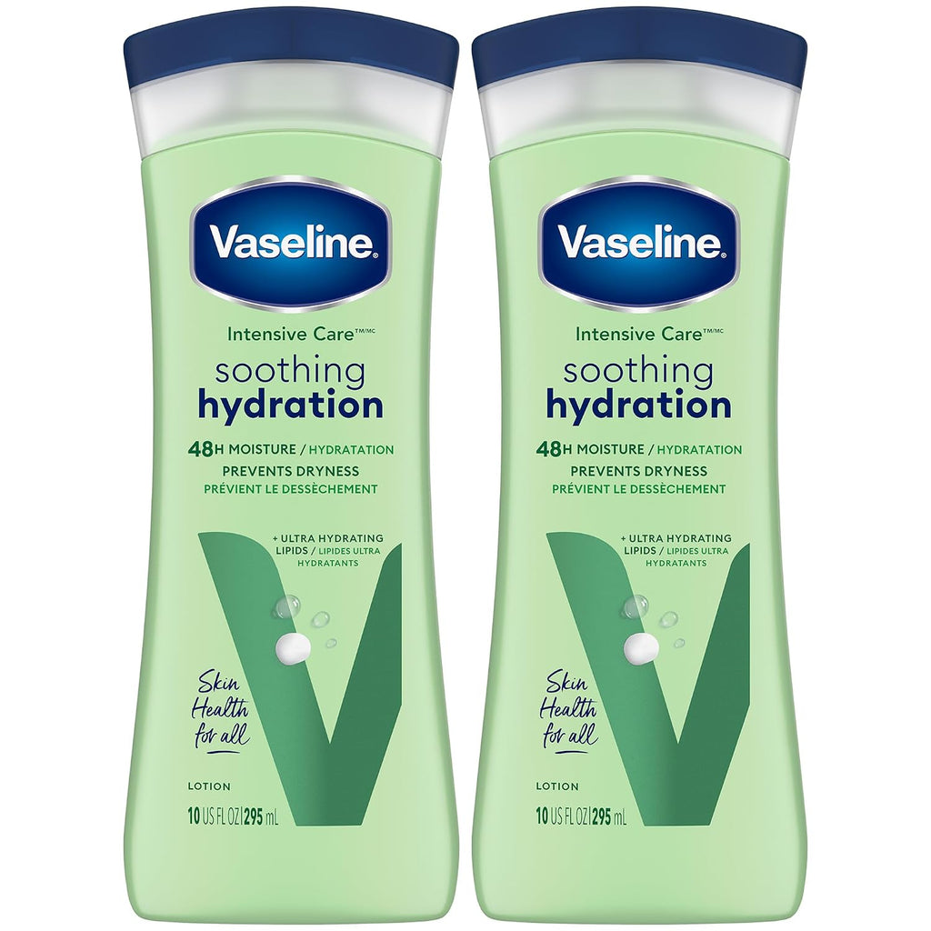 Vaseline Soothing Hydration 2-Pack – Intensive Care Moisturizing Hand And Body Lotion With Aloe, Ultra-Hydrating Lipids, 48 Hours Of Moisture, 10 Oz Ea