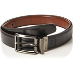 Perry Ellis Men'S Portfolio Double Stitched Leather Reversible Belt, Brown/Black, Silver Prong Buckle, Burnished Edges