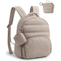 BAGSMART Small Backpacks for Women, Lightweight Puffer Mini Backpack Purse with Pouch, Quilted Casual Daypack, Water-Resistant Bookbag for Daily Travel College, 2-in-1 Set, Latte Brown