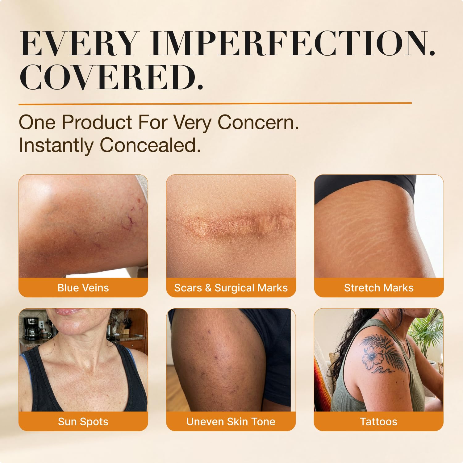 Body Coverage Perfector – Tattoo Cover Up Makeup Waterproof, Body Foundation & Leg Makeup, Transfer-Resistant Body Concealer for Legs, Scars & Uneven Skin Tone, 3.38 fl oz, Medium