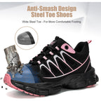 Hogent Steel Toe Shoes For Women Men Wide Non Slip Work Sneakers Indestructible Shoes Lightweight Breathable Construction Sneakers Puncture Proof Ergonomic Design