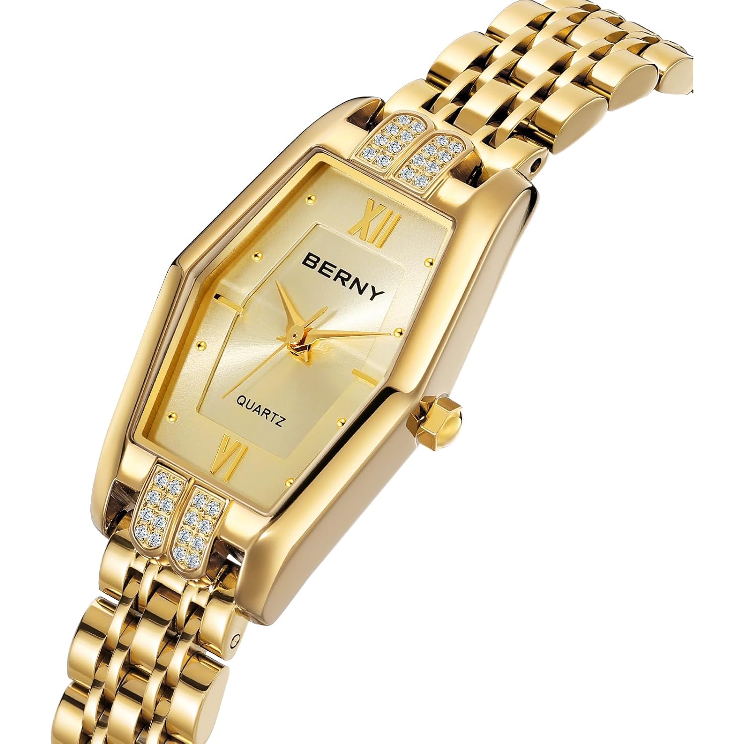 Berny Gold Watches For Women Dainty Hexagon Ladies Quartz Wrist Watches Stainless Steel Band Fashion Analog Watch Luxury Bracelet