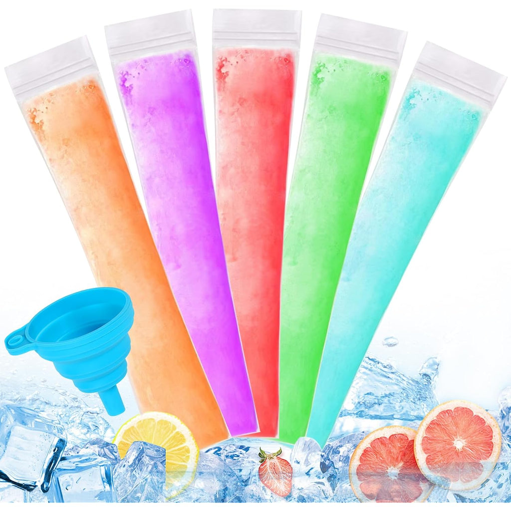 300 Disposable Ice Popsicle Mold Bags Comes With A Funnel, Bpa Free Freezer Tubes, Healthy Snack Yogurt Stick Juice Fruit Smoothies Ice Freezing