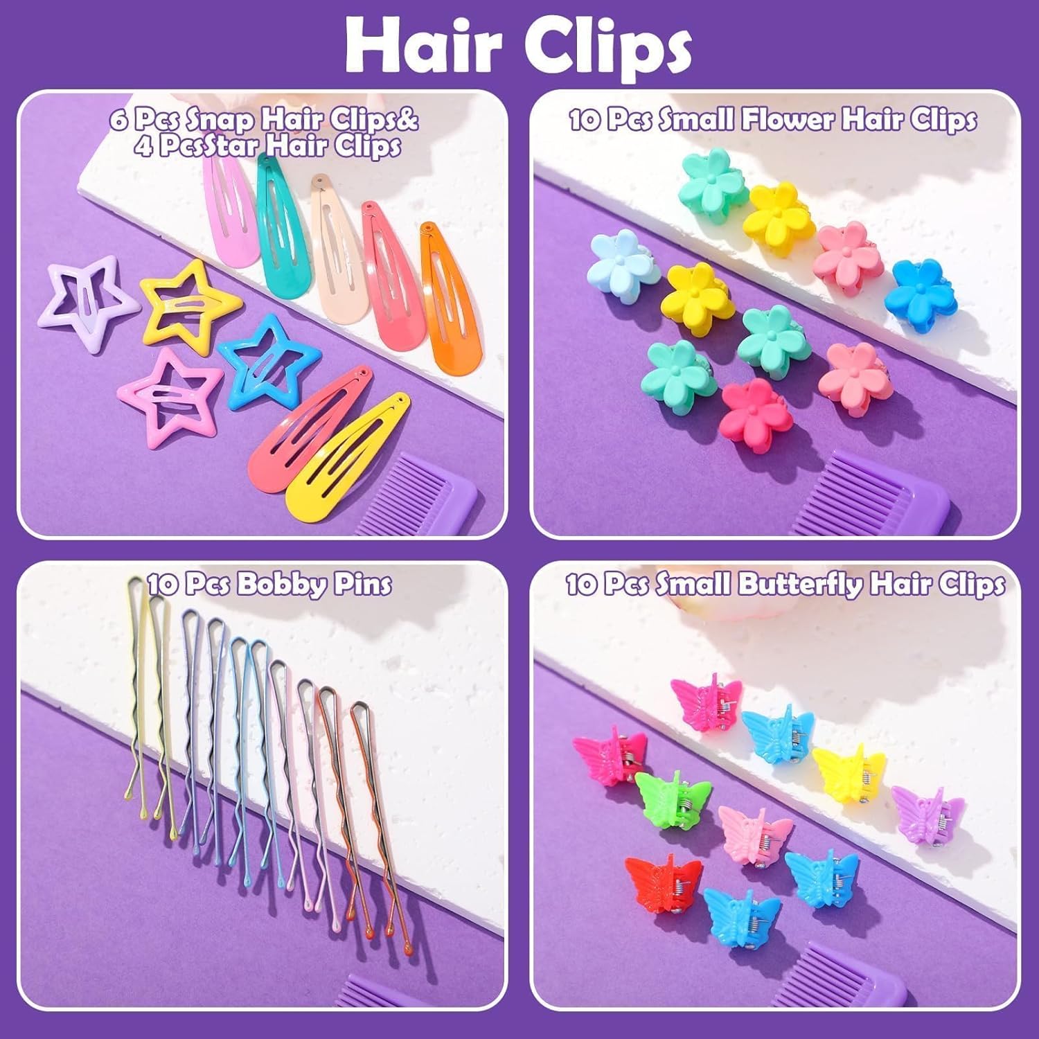Hair Accessories for Girls, 1698 Pcs Hair Rubber Bands with Elastic Hair Ties Hair Clips Hair Wax Stick Spray Bottle Hair Styling Tools
