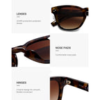 SOJOS Retro Vintage Polarized Sunglasses Womens Mens, 70s 80s Square Panto Style UV400 Shades SJ2662 Brown Tortoise/Gradient Brown