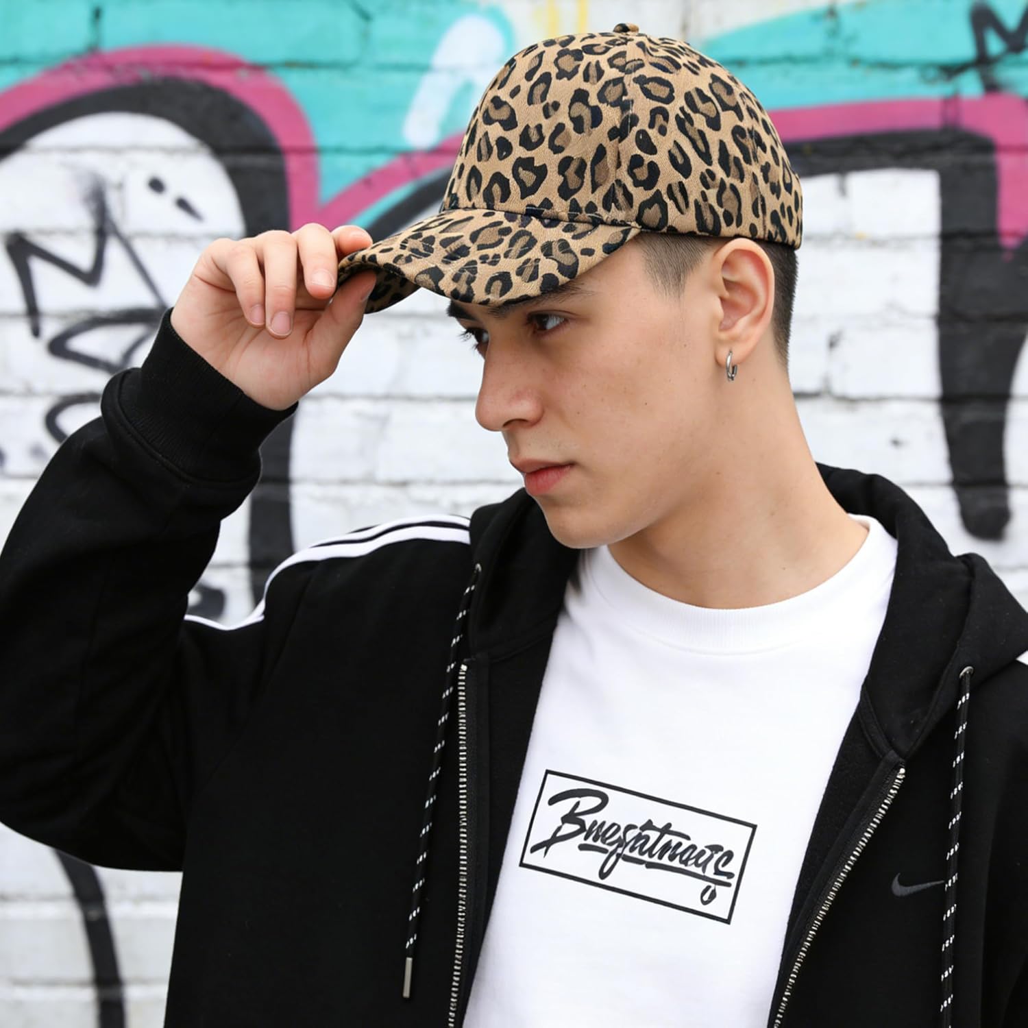 Baseball Hats for Women Men Adjustable Leopard Print Dad Trucker Hat Cotton Sun Protection Caps Sports Golf Medium