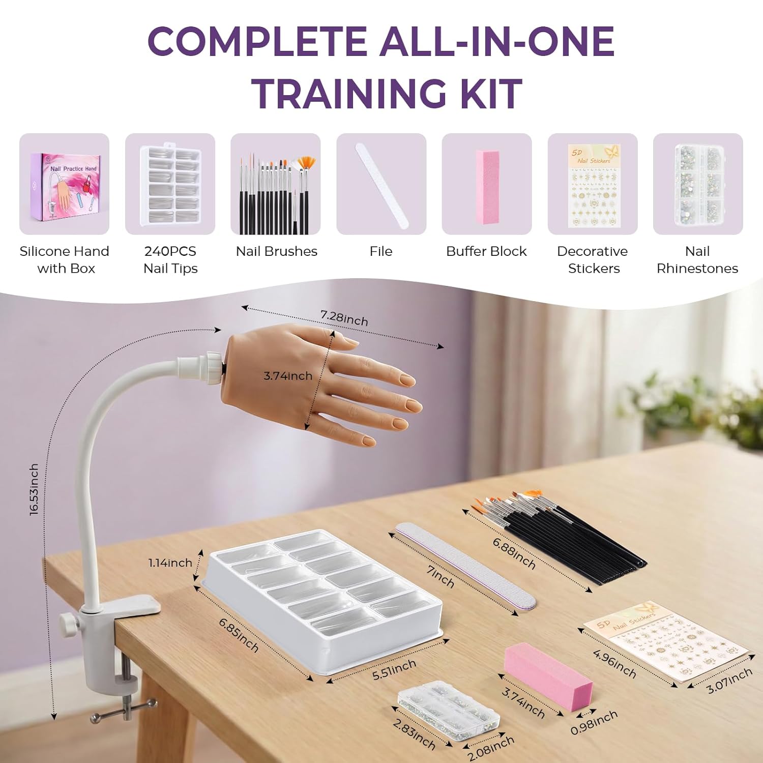 Beginners Practice Hand for Acrylic Nails: Realistic Silicone Nail Hand Practice with Flexible Fingers - Fake Training Hand Mannequin Hand for Nail Techs