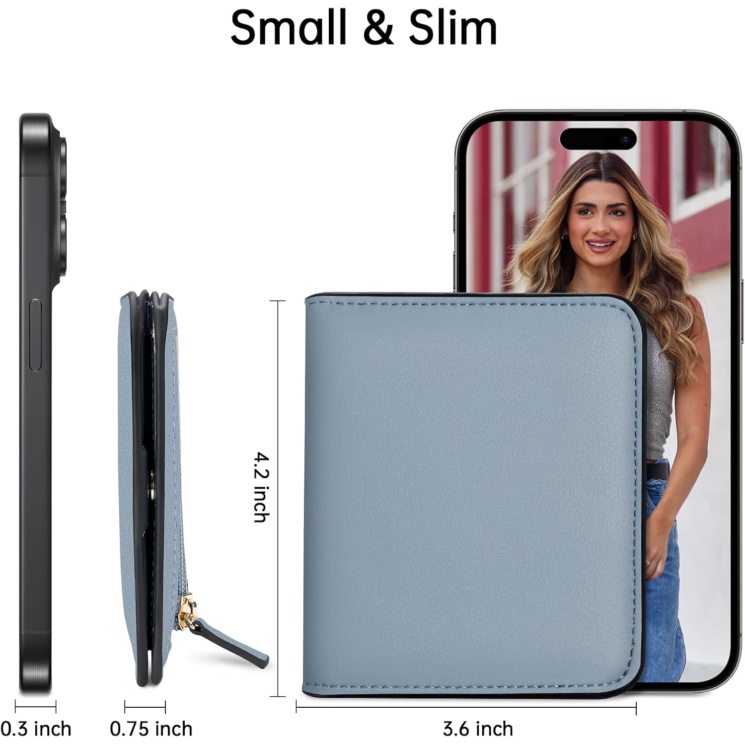 Toughergun Women’s Small Slim Leather Wallet with RFID Protection, Compact Bifold Mini Purse with Clear ID Window