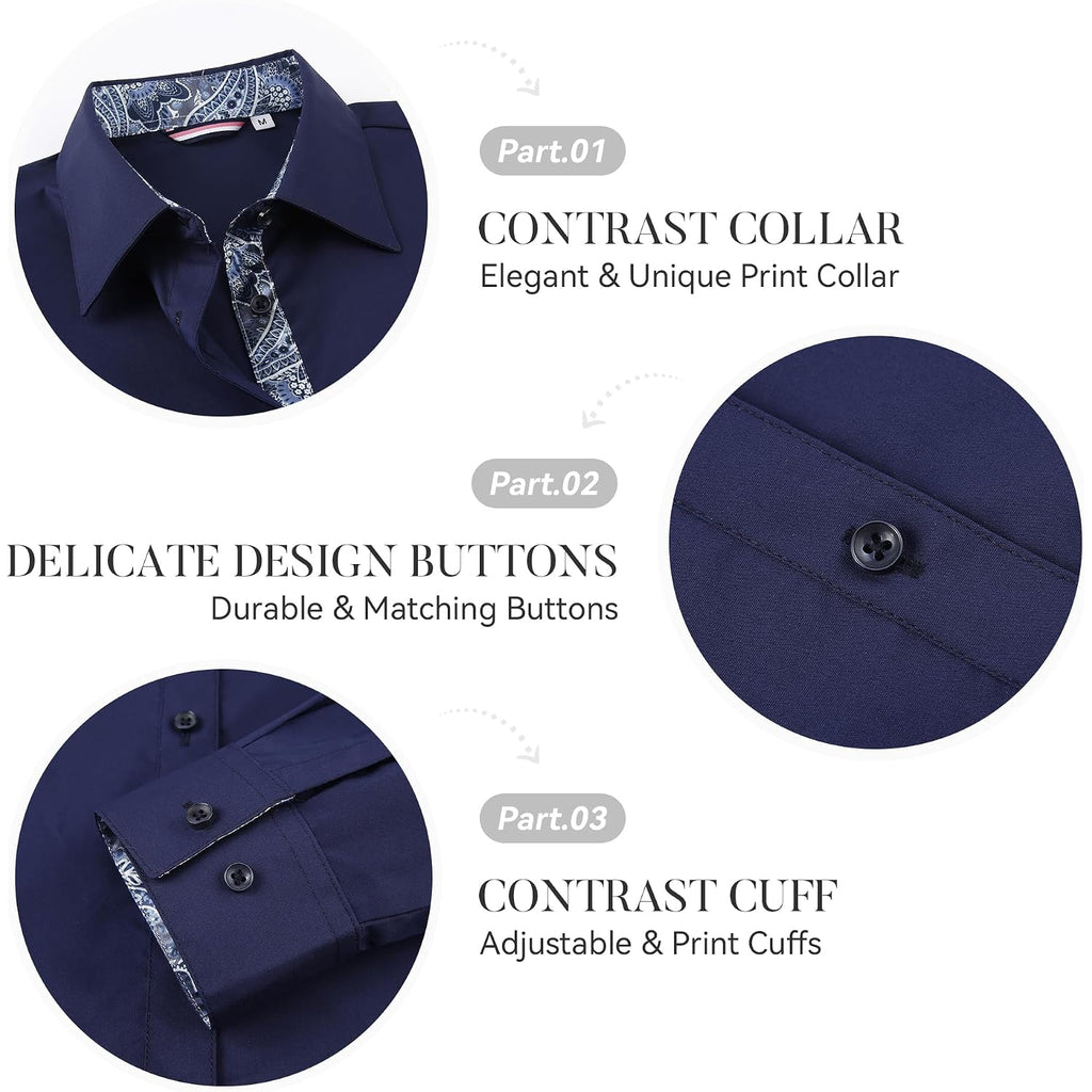 Esabel.C Womens Dress Shirts Cotton Long Sleeve Regular Fit Stretch Button Down Blouse