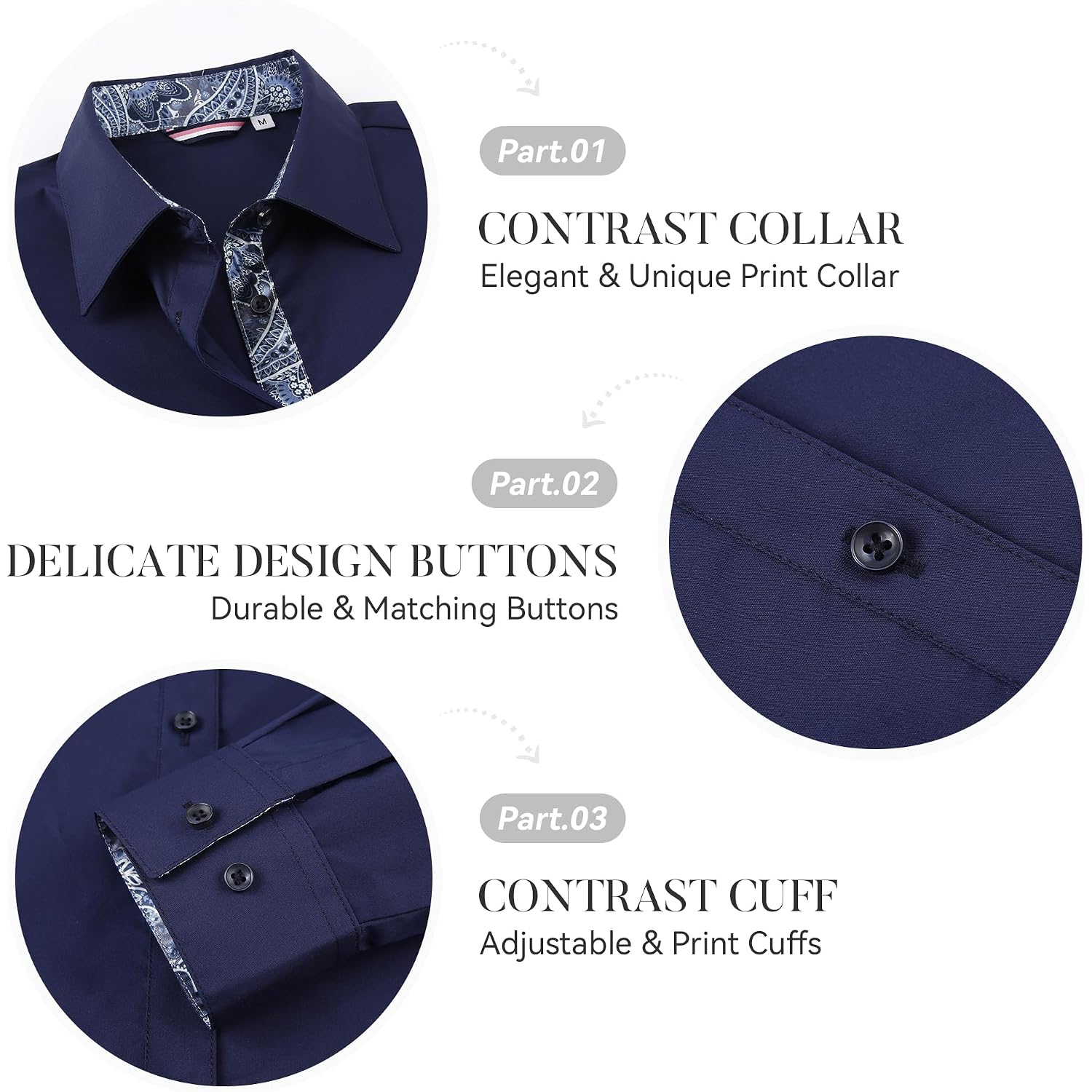 Esabel.C Womens Dress Shirts Cotton Long Sleeve Regular Fit Stretch Button Down Blouse