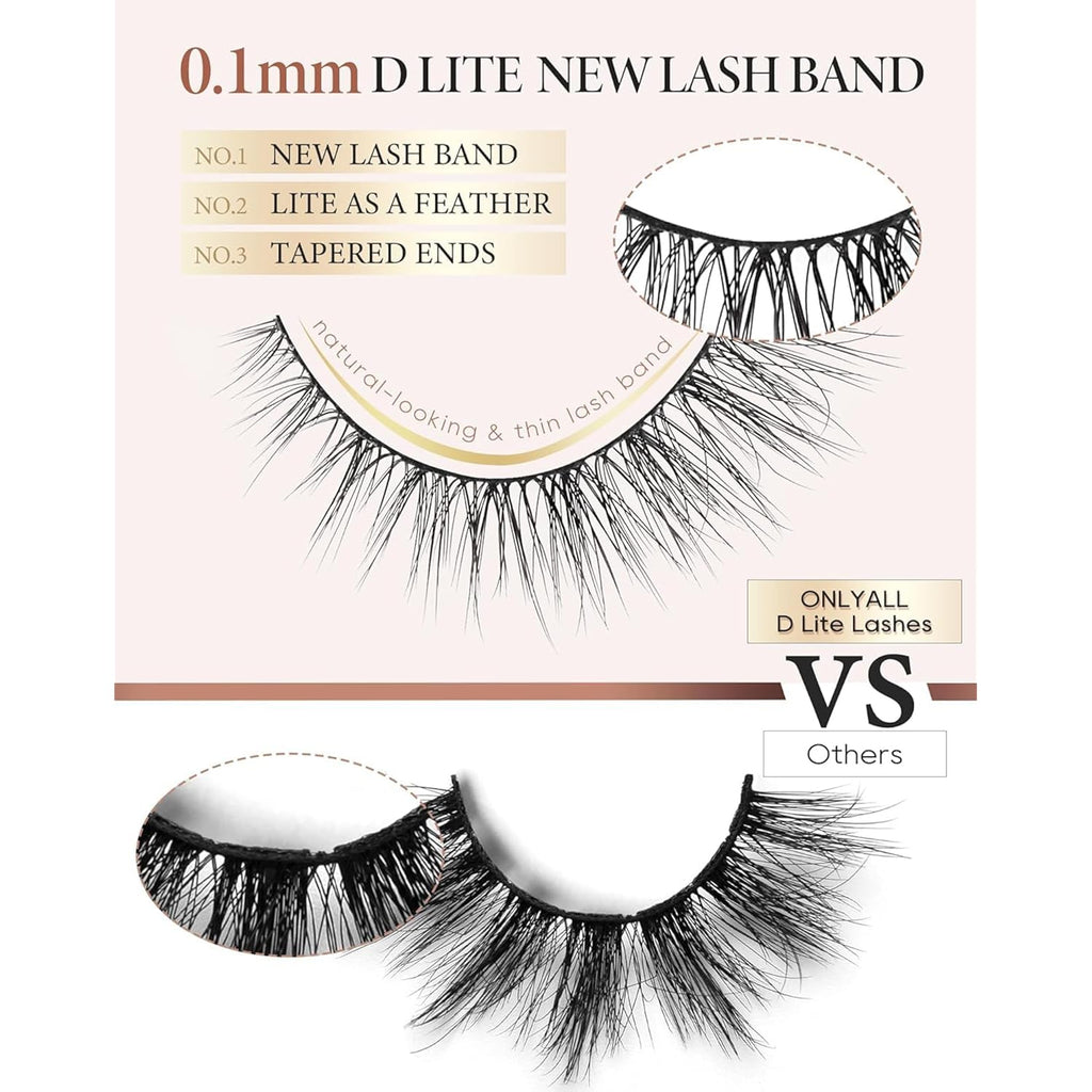 Natural Lashes Wispy Lashes Natural Look False Eyelashes Soft Fluffy Fake Eyelashes 7 Pairs D1 Natural (6-13Mm)