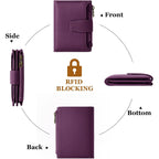 Airkit Small Wallet Women RFID Blocking Soft Leather Bifold Compact Card Holder Wallet for Women with Zipper Coin Pocket 4 ID Window