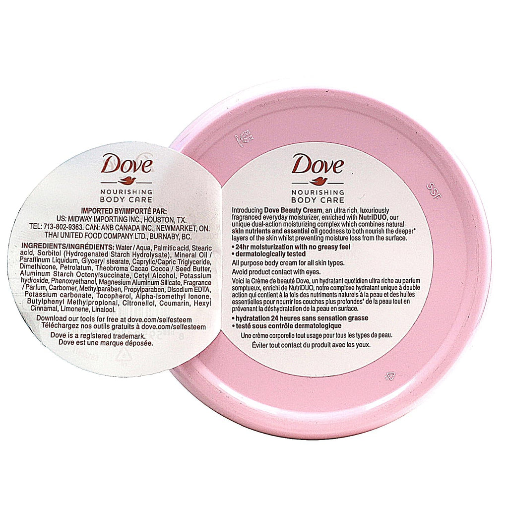 Dove Nourishing Body Care, Face, Hand, And Body Beauty Cream For Normal To Dry Skin Lotion For Women With 24-Hour Moisturization, 6-Pack, 5.07 Oz Each Jar