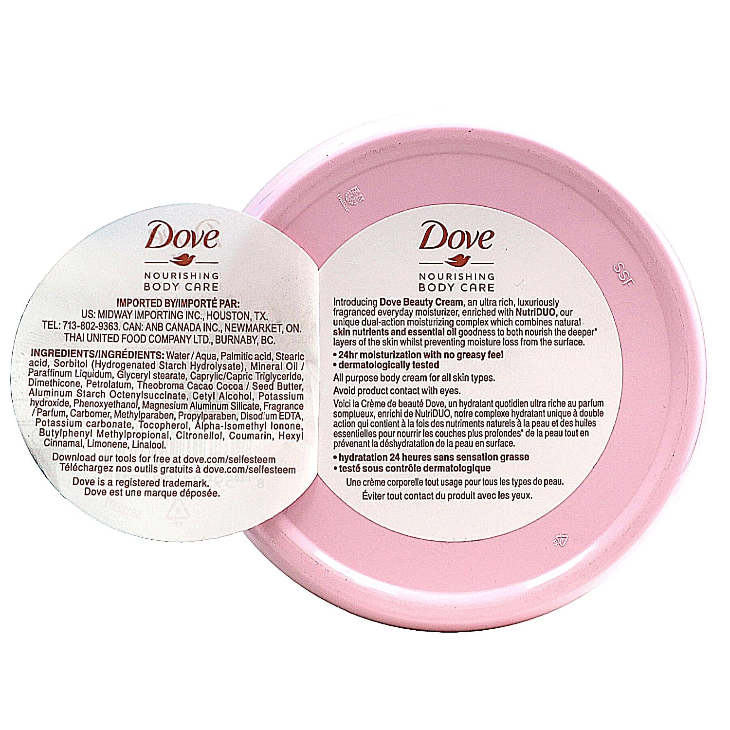 Dove Nourishing Body Care, Face, Hand, And Body Beauty Cream For Normal To Dry Skin Lotion For Women With 24-Hour Moisturization, 6-Pack, 5.07 Oz Each Jar