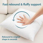 Lane Linen 4 Pack 18X18 White Throw Pillow Inserts For Decorative Pillow Covers, Couch Pillows For Living Room, Fluffy Pillows For Bed